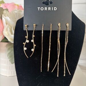 Torrid Gold and Pearl Drop Earring Set